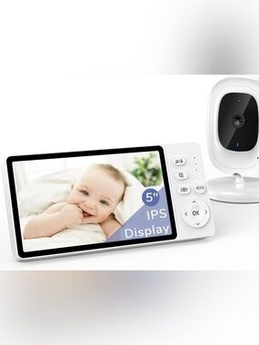 Video Baby Monitor, 5" IPS 1080p Screen, HD Night Vision, NO WIFI Needed